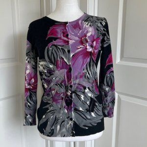 JOSEPH A CARDIGAN IN BLACK PINK WHITE - SIZE SMALL